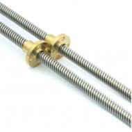 Husillo trapezoidal díametro 8mm T8x8 Longitud 300mm / 350mm / 400mm / 500mm / 600mm con tuerca de cobre o POM