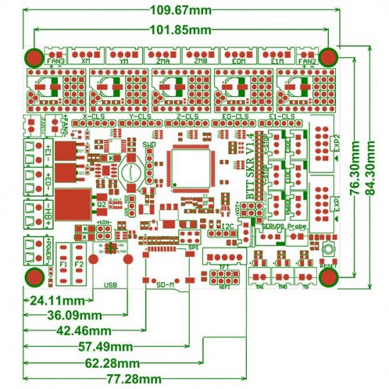 SKR V 1.4 - Placa 32 bits con procesador LPC1768 - Compatible con Marlin 2 - STEP/DIR SPI o UART - 12v o 24v