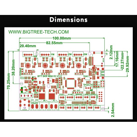 SKR Mini E3 V1.2 Placa para Impresora 3D de 32 bits ARM con controladores TMC2209 UART