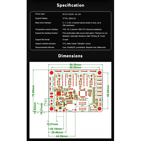 SKR Mini V1.1 Placa para Impresora 3D de 32 bits ARM compatible con UART a trávés de la placa 12/24v