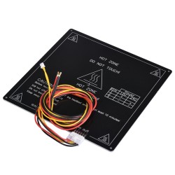MK3 ALU Cama Caliente 220x220 12v - Con orificios avellanados para cabeza del tornillo y Con conexión preparada