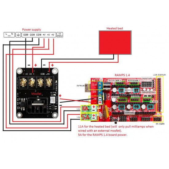 Módulo mosfet 25A con disipador y compatible con cama caliente - Compatible con Arduino