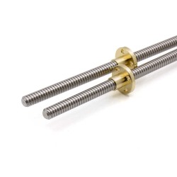Husillo trapezoidal díametro 8mm Tr8x2 Longitud 300mm / 350mm / 400mm / 500mm con tuerca de cobre 